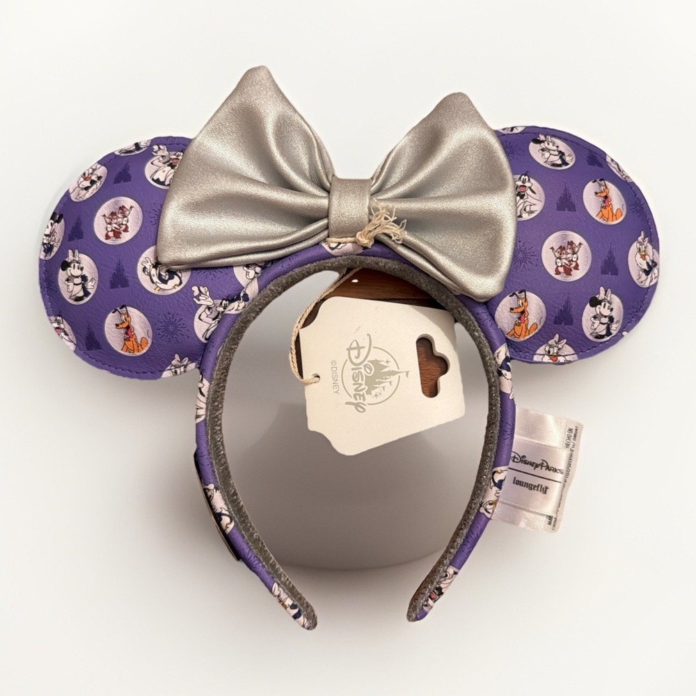 NWT Disney Parks Loungefly 100 Platinum Minnie Headband Ears Mickey And Friends